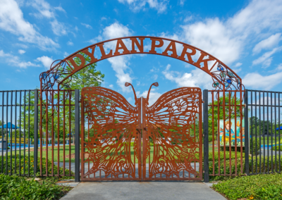 a gate with a butterfly design