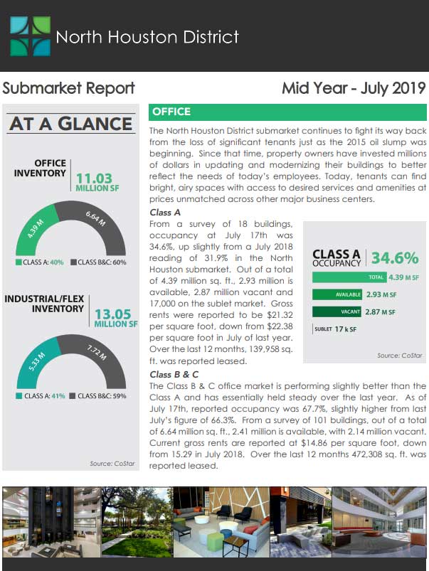 North Houston District Submarket Report – Mid 2019
