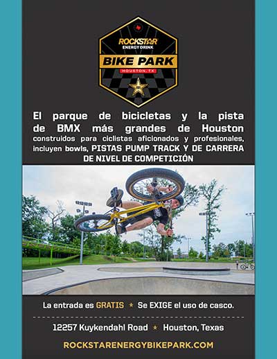 A man on a bicycle at a Rockstar Energy Bike Park